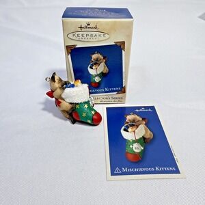 Hallmark Mischievous‎ Kittens 5th In Series Ornament 2003 Brown Kitten Stocking